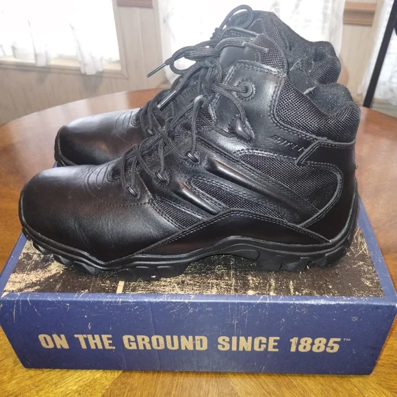 NEW!! Mens Bates Delta 6 Size 12 Black Ankle Height Zipper Zip Tab Cover Lace Up - Picture 5 of 8